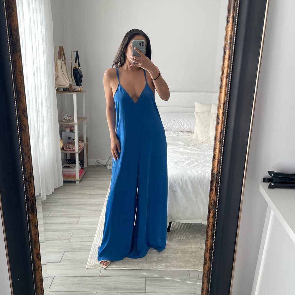 ZARA Royal Blue Wide Leg Jumpsuit